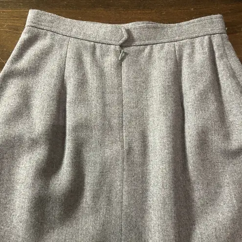 Vintage Women Wool Evan Picone Gray Knee Length Skirt Pockets Size 6 Made in USA