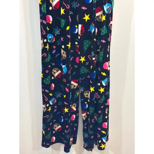 love on a hanger Womens Black Santa Cat Christmas Print Jumpsuit Overalls XS
