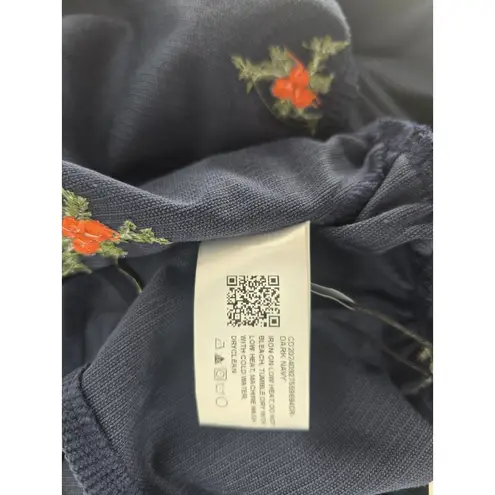 Cider Women's Navy Blue Corduroy Floral Embroidered Long Sleeve Mini Dress 1XL