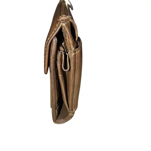 Fossil Brown Leather Wallet Clutch Multiple Slots Snap Zip Closures Organizer