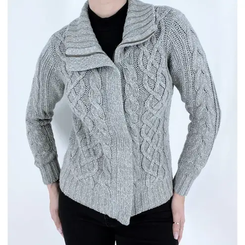 st. john's bay St. John’s Bay Petite Gray Cable Knit Sweater Cardigan PS