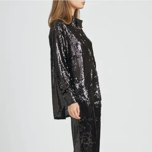 WAYF Black sequin button down - Image 3
