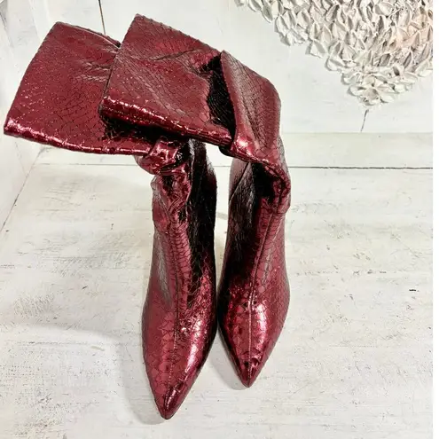 Marc Fisher LTD Romy Slouchy Mid Calf Pointed Toe Boots Dark Red Women's Size 8M