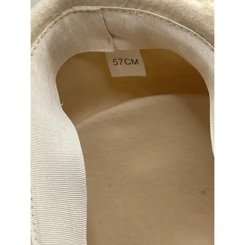 Vintage Church Hat White And Gold Brim Fancy Bow Kentucky Derby