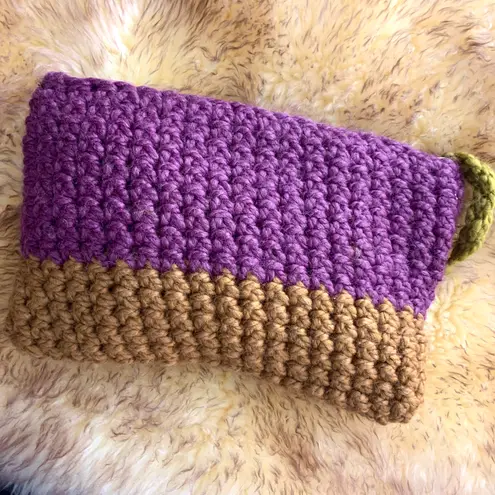 Handknit Colorblock Wool Clutch