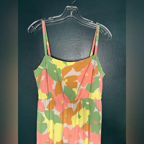 Social Standard By Sanctuary Floral Fiesta Smocked Tiered Midi Multicolor Dress Green Size L