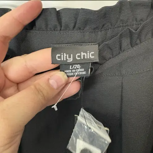 City Chic NWT Black Frill Waist Pants Size XL/22 High Rise Wide Leg Work Office