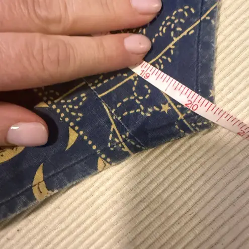 Vintage Celestial Sun Moon Vest Unisex Boho Astrology Print Button Velcro Front Blue