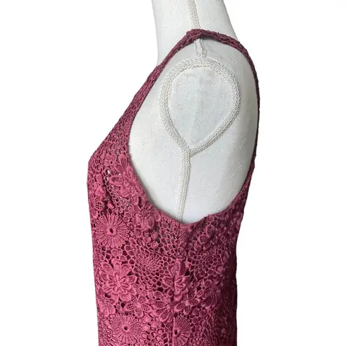 WAYF Randy burgundy crochet lace mini dress high neck cocktail party boho