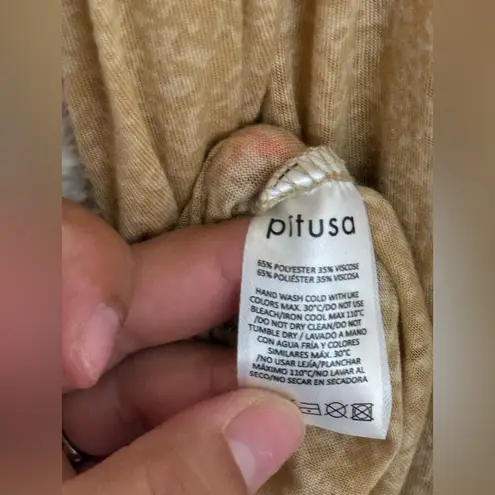 Pitusa Santorini Tan Maxi Dress with Pom Pom Trim petite size