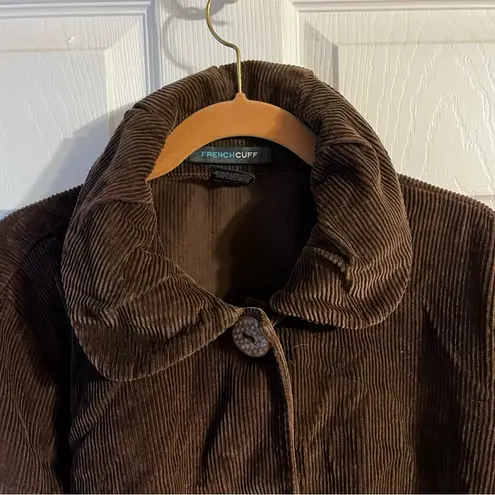 French Cuff Dark Brown Corduroy Pea Coat Size XL