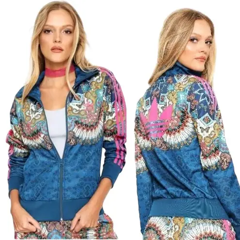 Farm Rio Adidas x Farm Borbomix Trefoil Kaleidoscope Print Athletic Blue Womens Medium