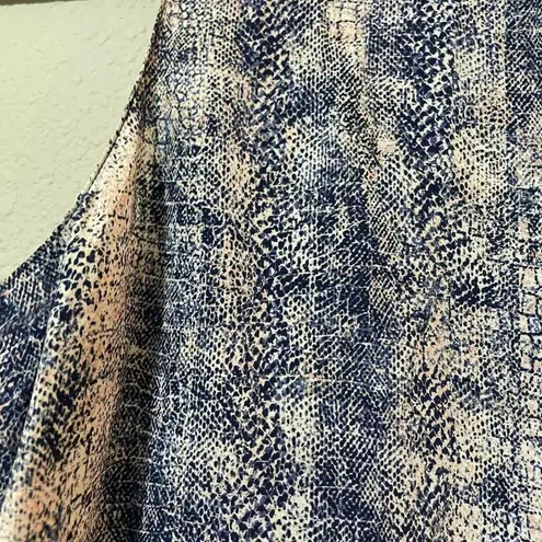 Rory Beca Womens Blue Snakeprint Round Neck Sleeveless A Line Dress Silk Small