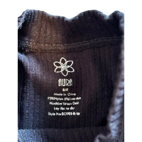 Aura Black Ribbed Sleeveless Top S Nylon Spandex Blend