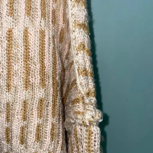 Free People Beach Oversized Grandpa Sweater XL Womens Tan Blush Pullover Crew