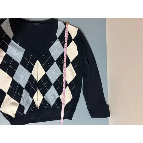 Brandi Melville John Galt blue argyle sweater v neck cropped preppy academia Size XS