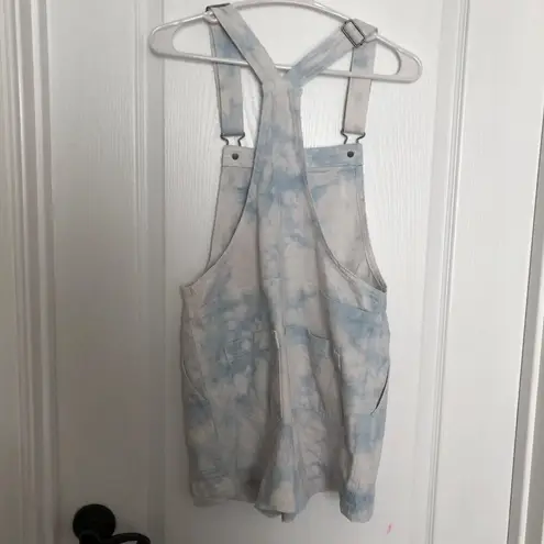 Aerie New  Women's XS Tie-Dye Denim Overalls - Light Blue & White NWT