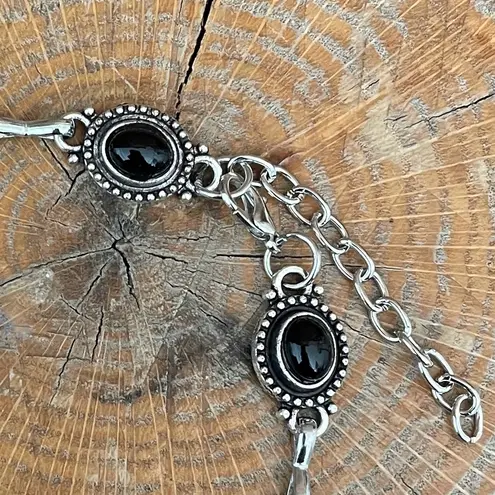 Black Concho Anklet Silver