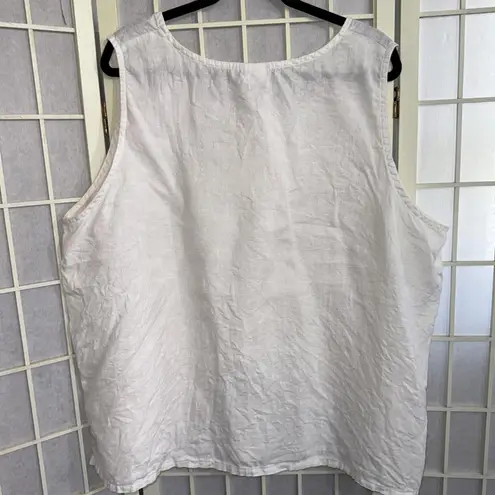 Hot Cotton Quiet Luxury Minimalist 100% Linen White Sleeveless Tank Top 3X