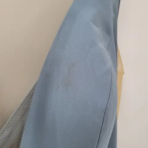 Jenny Yoo Womens Hollis Dress 8 Blue Chambray Luxe Chiffon Bridesmaid Wedding Blue