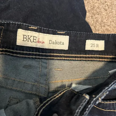 BKE Dakota Womens Dark Wash Bootcut Jeans Sz 25 Thick Stitching Stretch Denim
