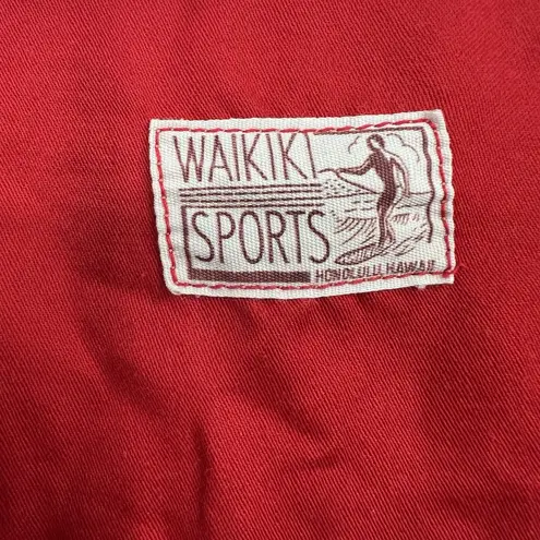 Waikiki Sports VTG Mumu Dress Red Hawaiian Pockets Resort Vacation Beach Hawaii Size L