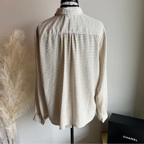 Vintage Gingham Bow Blouse White Size L