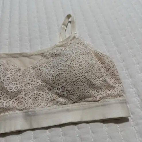 Soma Ivory / Nude Lace Mesh Removable Lining Pads Bralette Sz L Large