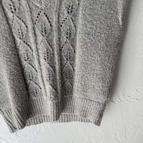 Vintage Panter Sweater Vest Womens Medium Knit Wool Blend Leaf Pattern USA 80s Gray Size 8