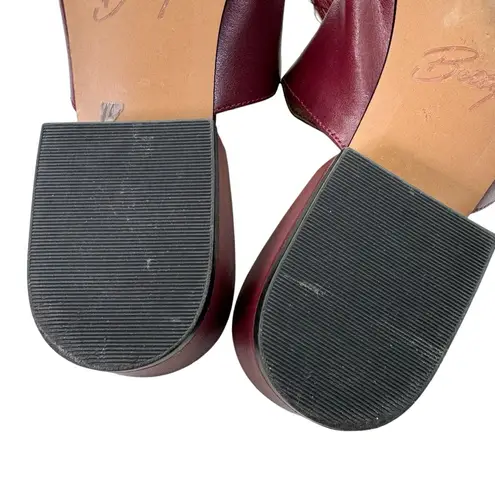 Bettye Muller Brea Leather Large Tassel Loafer Mule Burgundy Size 6.5