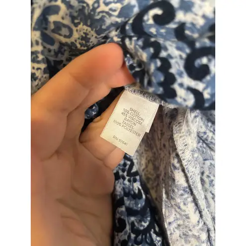 J. Jill Smocked WaistBlue White Paisley Midi Skirt XL Petite Boho Beach Blue