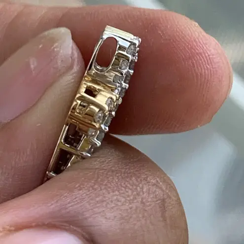 10k Gold Two Toned Diamond Pendant Slide Silver