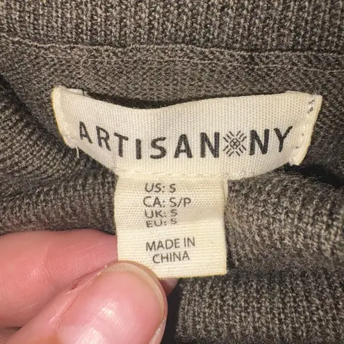 Artisan NY 100% Fine Merino Wool Dark Grey Cowl Neck Sweater Dress Size Small