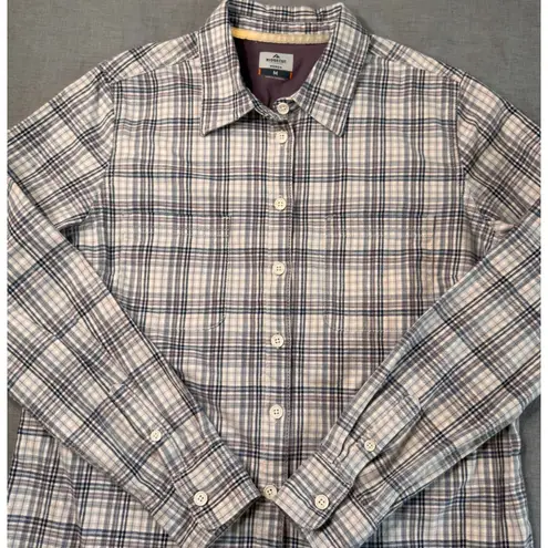 Ridgecut Toughwear Women's Flex Flannel Long Sleeve Shirt Sz Med White Multi Blue - Image 12