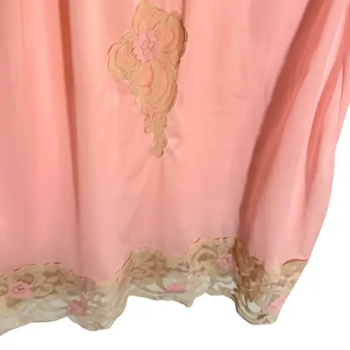 Vintage Aristocraft Pink Romantic Nightgown Lace Floral Detail Whimsical XXL