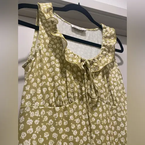 Grace Karin Lime Green & White Floral Print Fitted Midi Dress - S