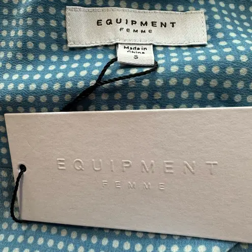 Equipment Maovesa Polka Dot Drop Waist Silk Wrap Dress in Mediterranean Blue New