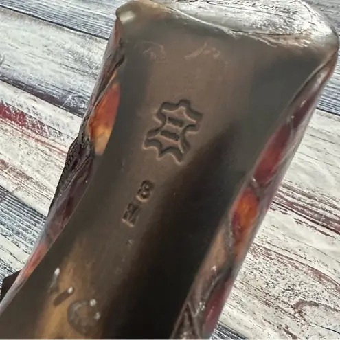 Donald J. Pliner “Rula” Patent Croc Embossed Leather Heeled Booties $465 Brown Size 8