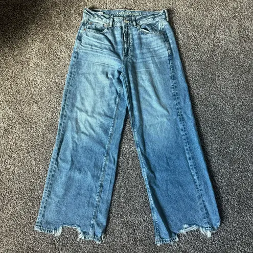 American Eagle super high rise baggy wide jean