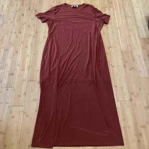 Charles Henry Orange Sheath Maxi Dress Crew Neck