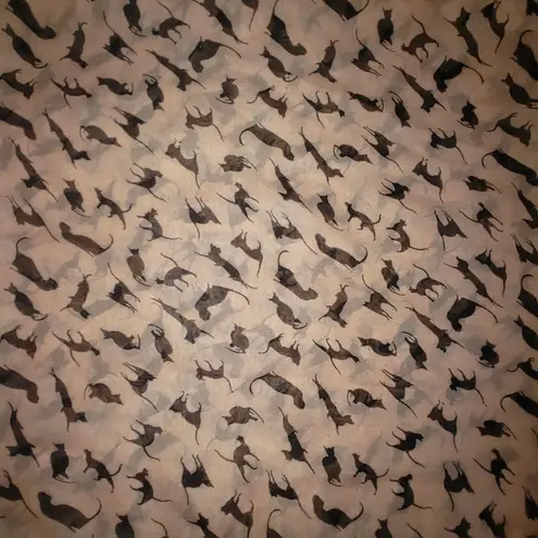 Cat Print Pink Black Chiffon Long Scarf Lightweight Wrap Whimsical Silhouettes