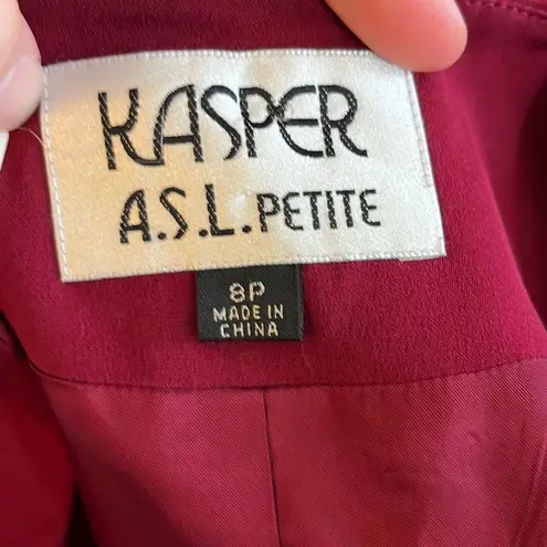 Kasper  ASL 8P red suit jacket - shell is 100% silk (#2016)