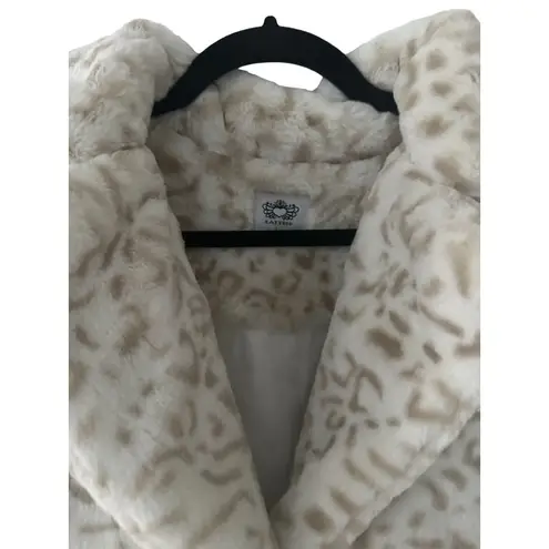 KATYDID Leopard Print Faux Fur Coat Jacket Size Large