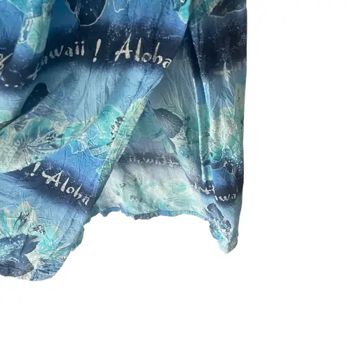 Jams World Vintage 90s Size Medium Blue Hawaii Hibiscus Floral Maxi Dress