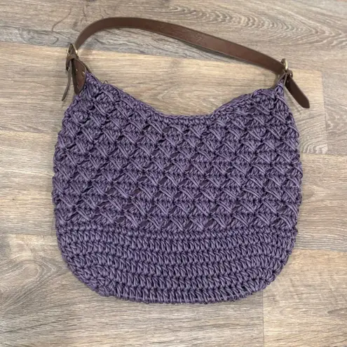 Straw Studios Deep Purple Woven Shoulder Bag / Hobo Tote