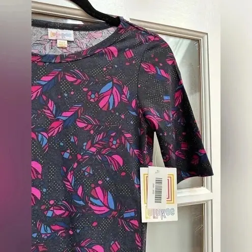 LuLaRoe  | Black Pink Feather Print Bohemian Julia Fitted Sheath Dress Size XXS thumbnail 4