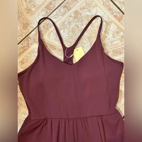 Maroon Athleisure Razorback Midi Dress with slit Red Size M