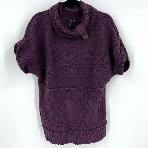 Nine West  Chunky Knit Sweater large Purple 100% cotton  cable knit