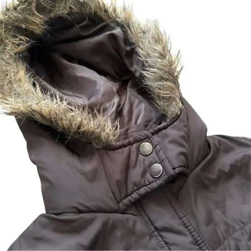 Say What? Vintage Y2K Say What? Chocolate Brown Hooded Button Puffer Jacket Size XL
