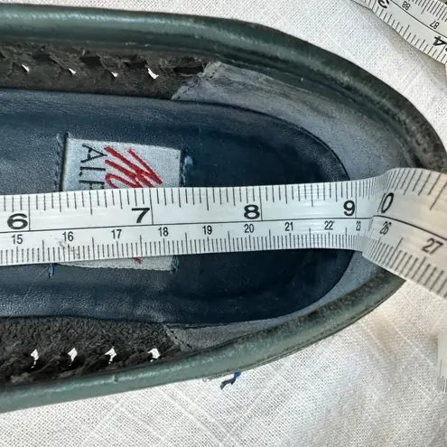 Marc Alpert Woven Leather Loafers Slides Dark Green Shoes Women's Size 6.5 M